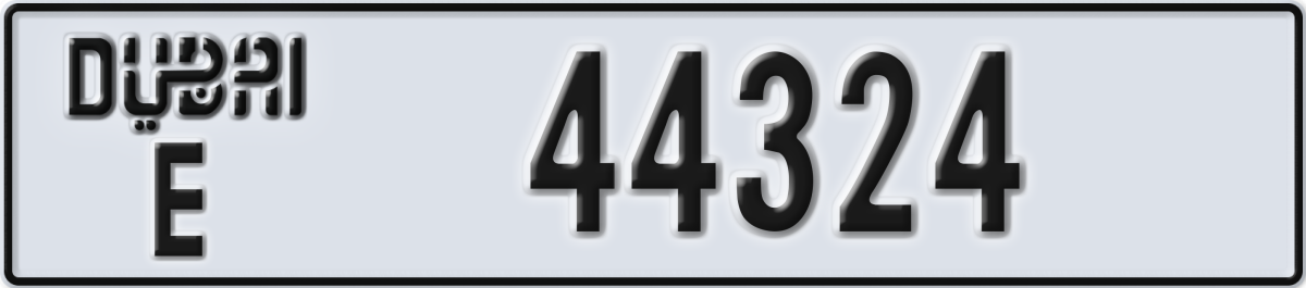 dubai License Plate Number 44324 Code E