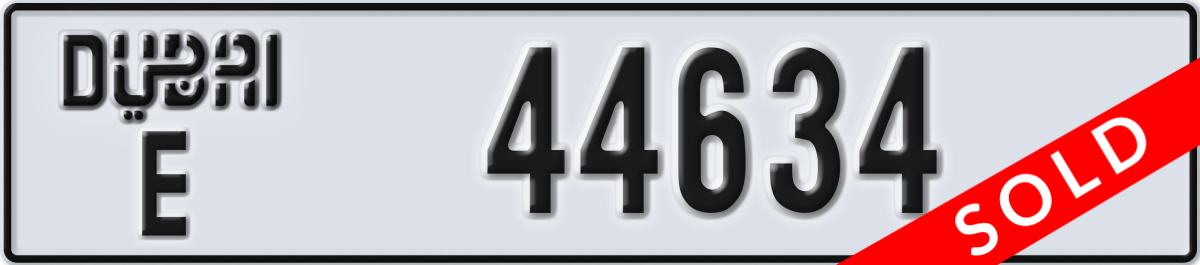 dubai License Plate Number 44634 Code E