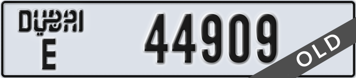 dubai License Plate Number 44909 Code E