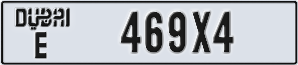 dubai License Plate Number 469X4 Code E