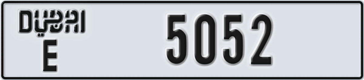 dubai License Plate Number 5052 Code E