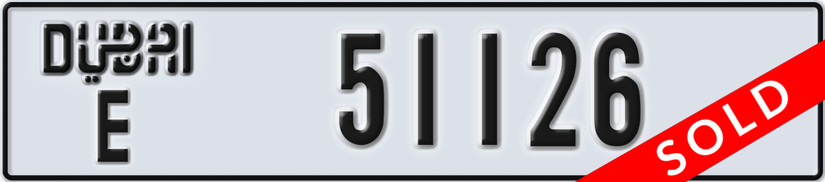 dubai License Plate Number 51126 Code E