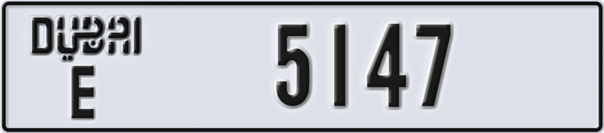 dubai License Plate Number 5147 Code E