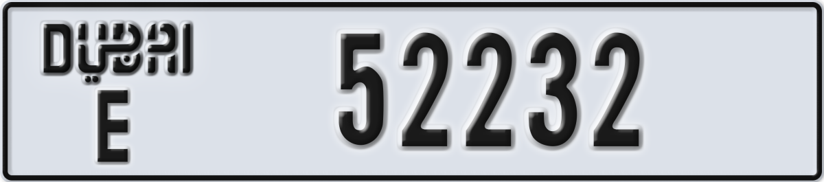 dubai License Plate Number 52232 Code E