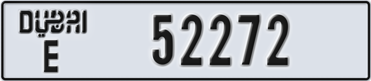 dubai License Plate Number 52272 Code E
