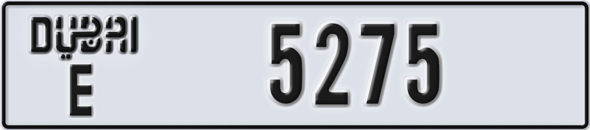 dubai License Plate Number 5275 Code E