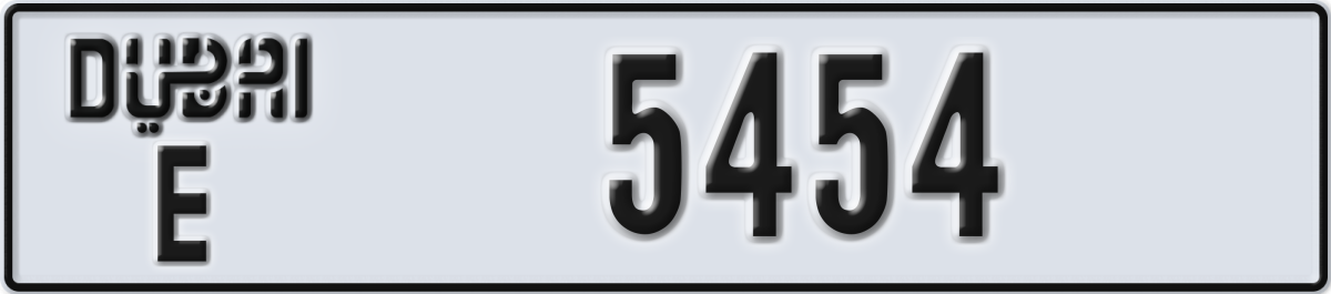 dubai License Plate Number 5454 Code E