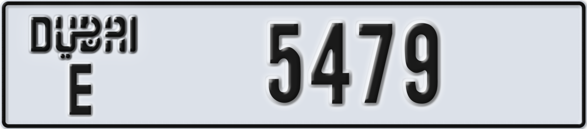 dubai License Plate Number 5479 Code E