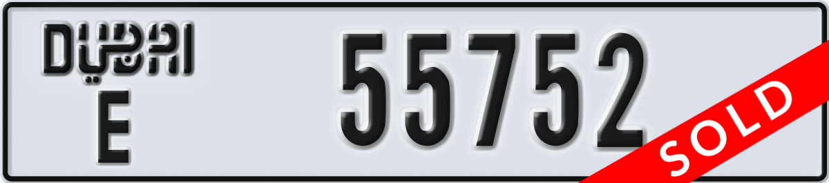 dubai License Plate Number 55752 Code E