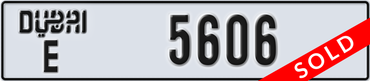 dubai License Plate Number 5606 Code E