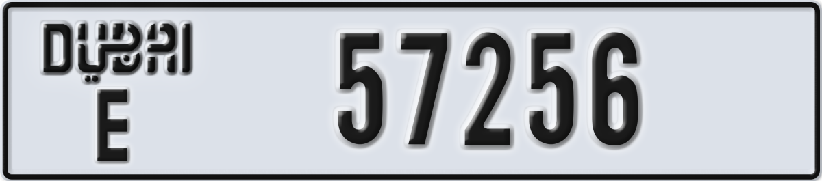 dubai License Plate Number 57256 Code E
