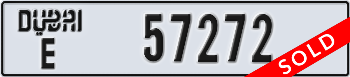 dubai License Plate Number 57272 Code E