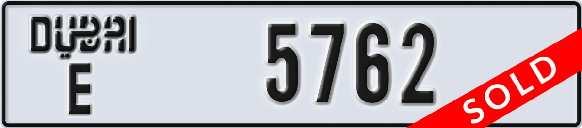 dubai License Plate Number 5762 Code E