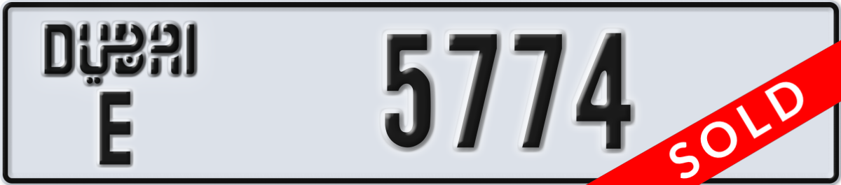 dubai License Plate Number 5774 Code E