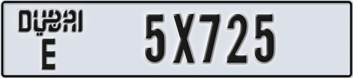dubai License Plate Number 5X725 Code E