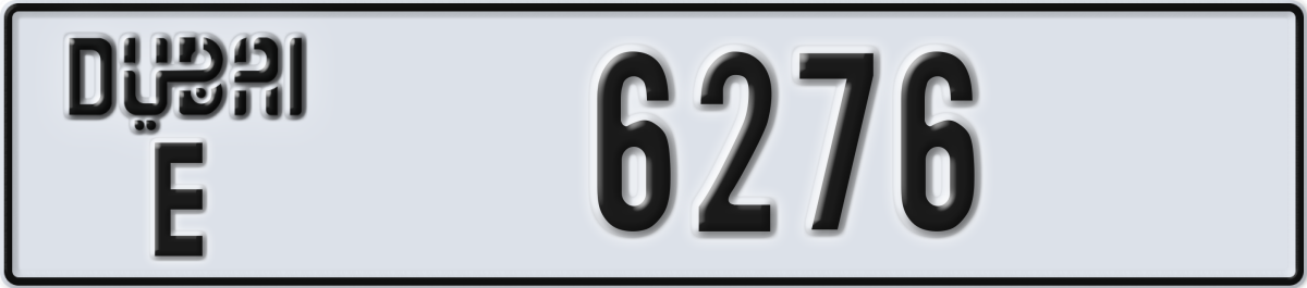 dubai License Plate Number 6276 Code E