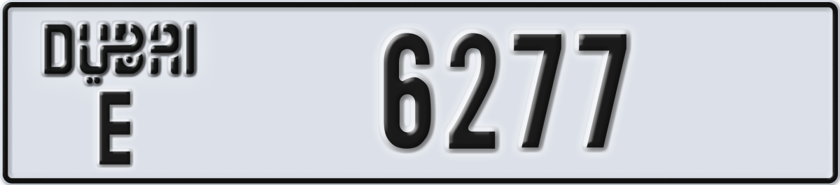 dubai License Plate Number 6277 Code E