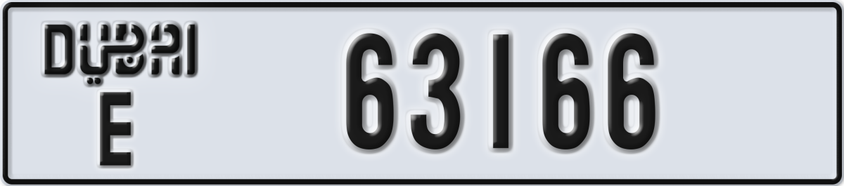 dubai License Plate Number 63166 Code E