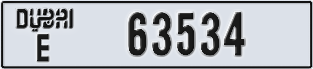 dubai License Plate Number 63534 Code E