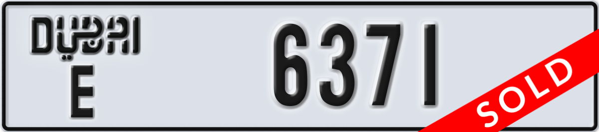 dubai License Plate Number 6371 Code E
