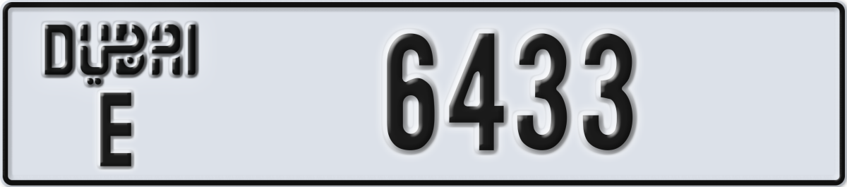 dubai License Plate Number 6433 Code E