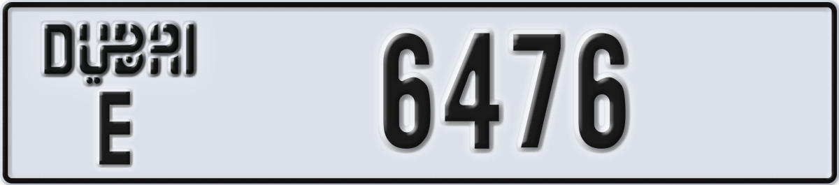 dubai License Plate Number 6476 Code E