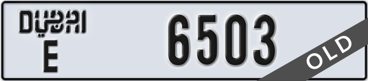 dubai License Plate Number 6503 Code E