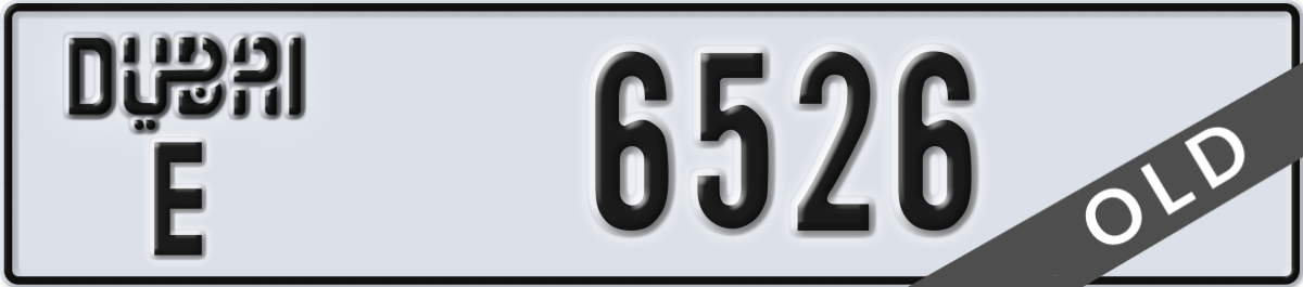 dubai License Plate Number 6526 Code E