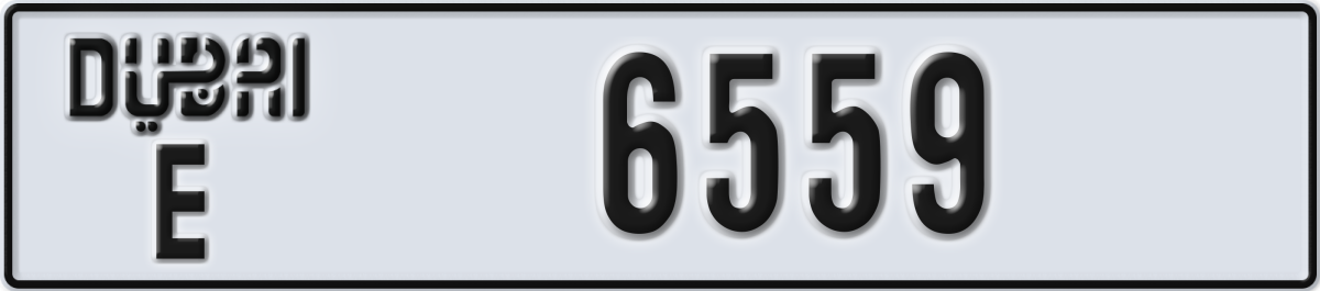 dubai License Plate Number 6559 Code E