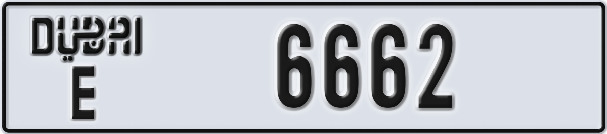 dubai License Plate Number 6662 Code E