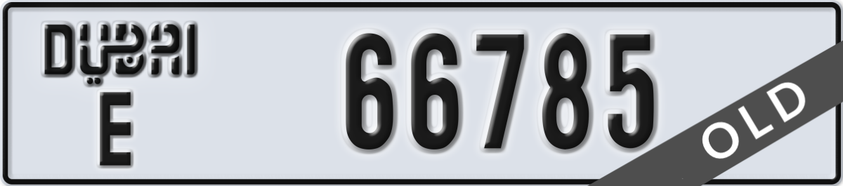dubai License Plate Number 66785 Code E