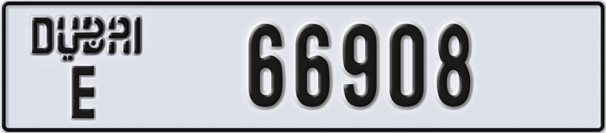 dubai License Plate Number 66908 Code E