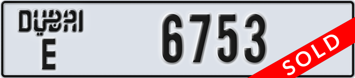 dubai License Plate Number 6753 Code E