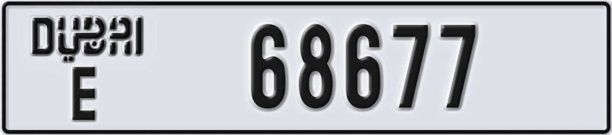 dubai License Plate Number 68677 Code E