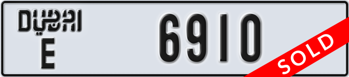 dubai License Plate Number 6910 Code E
