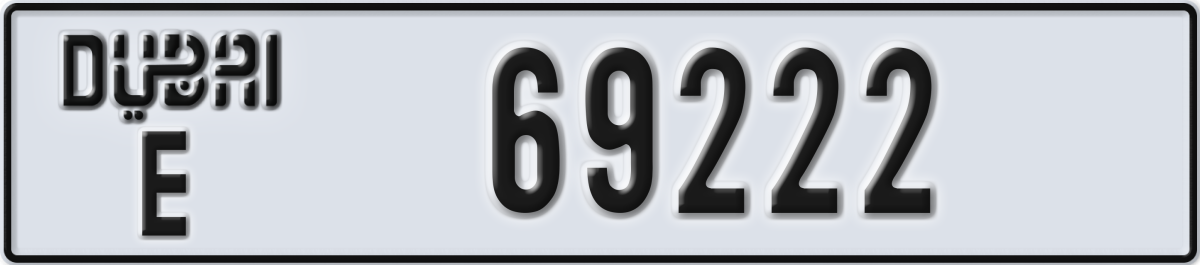 dubai License Plate Number 69222 Code E