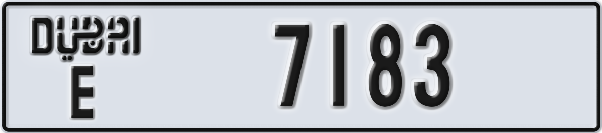 dubai License Plate Number 7183 Code E