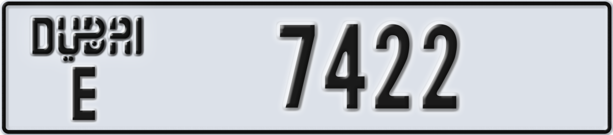 dubai License Plate Number 7422 Code E