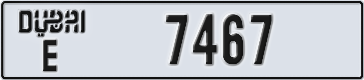 dubai License Plate Number 7467 Code E