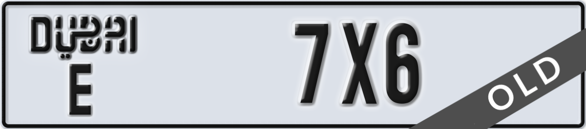 dubai License Plate Number 7X6 Code E