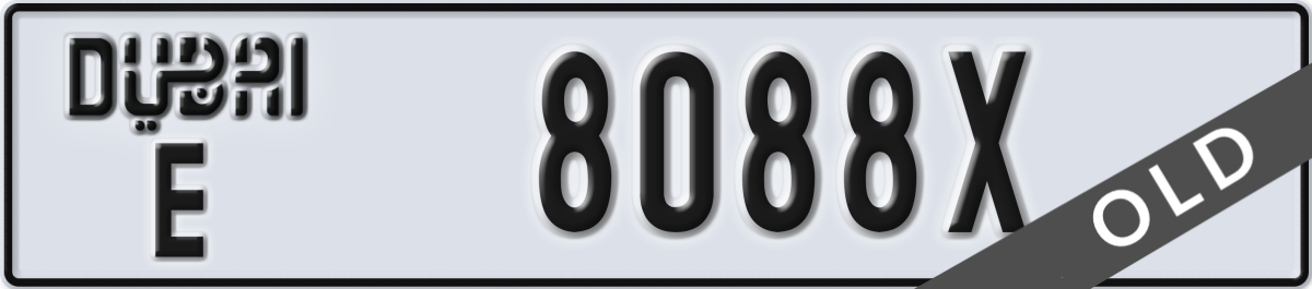 dubai License Plate Number 8088X Code E