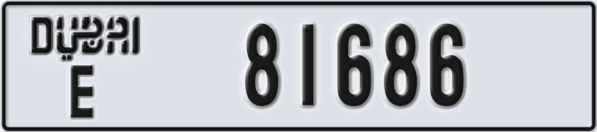 dubai License Plate Number 81686 Code E