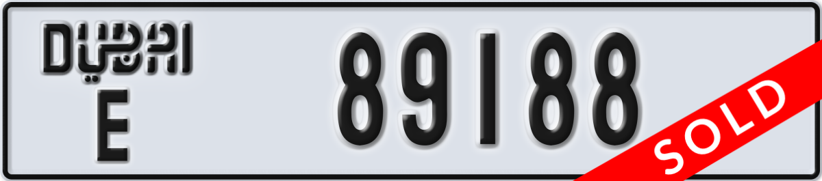 dubai License Plate Number 89188 Code E