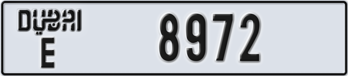 dubai License Plate Number 8972 Code E