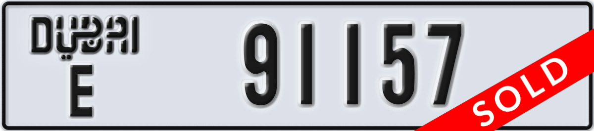 dubai License Plate Number 91157 Code E