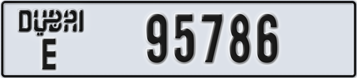 dubai License Plate Number 95786 Code E