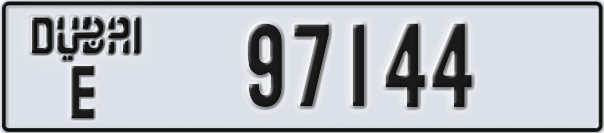 dubai License Plate Number 97144 Code E