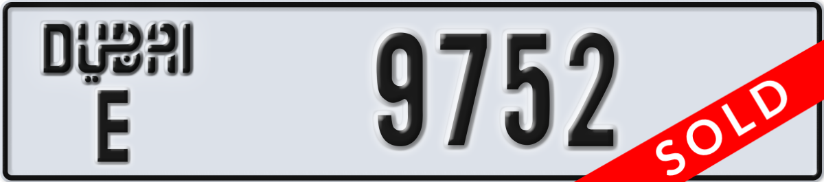 dubai License Plate Number 9752 Code E