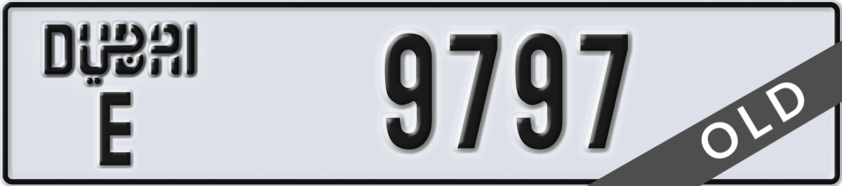 dubai License Plate Number 9797 Code E