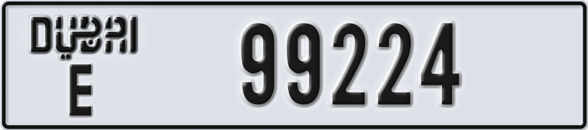 dubai License Plate Number 99224 Code E